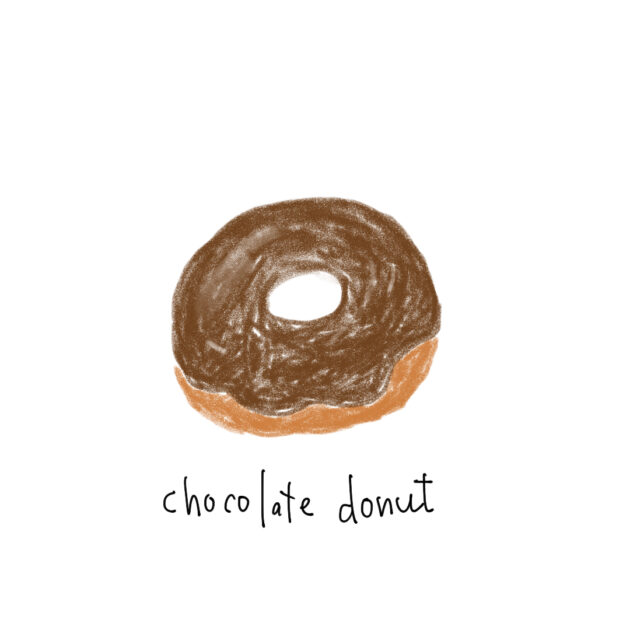 デジタルで描いたチョコレートドーナツのイラスト