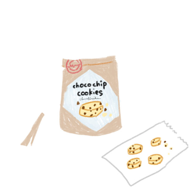 Adobe Frescoで描いたチョコチップクッキーのパッケージ袋のイラスト