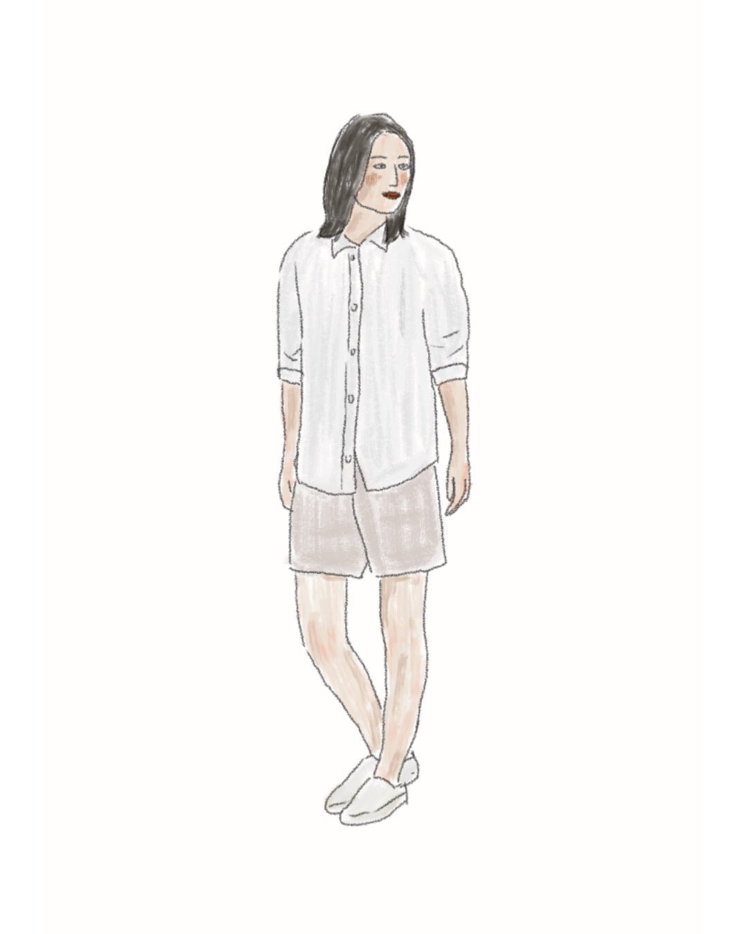 A woman wearing shorts